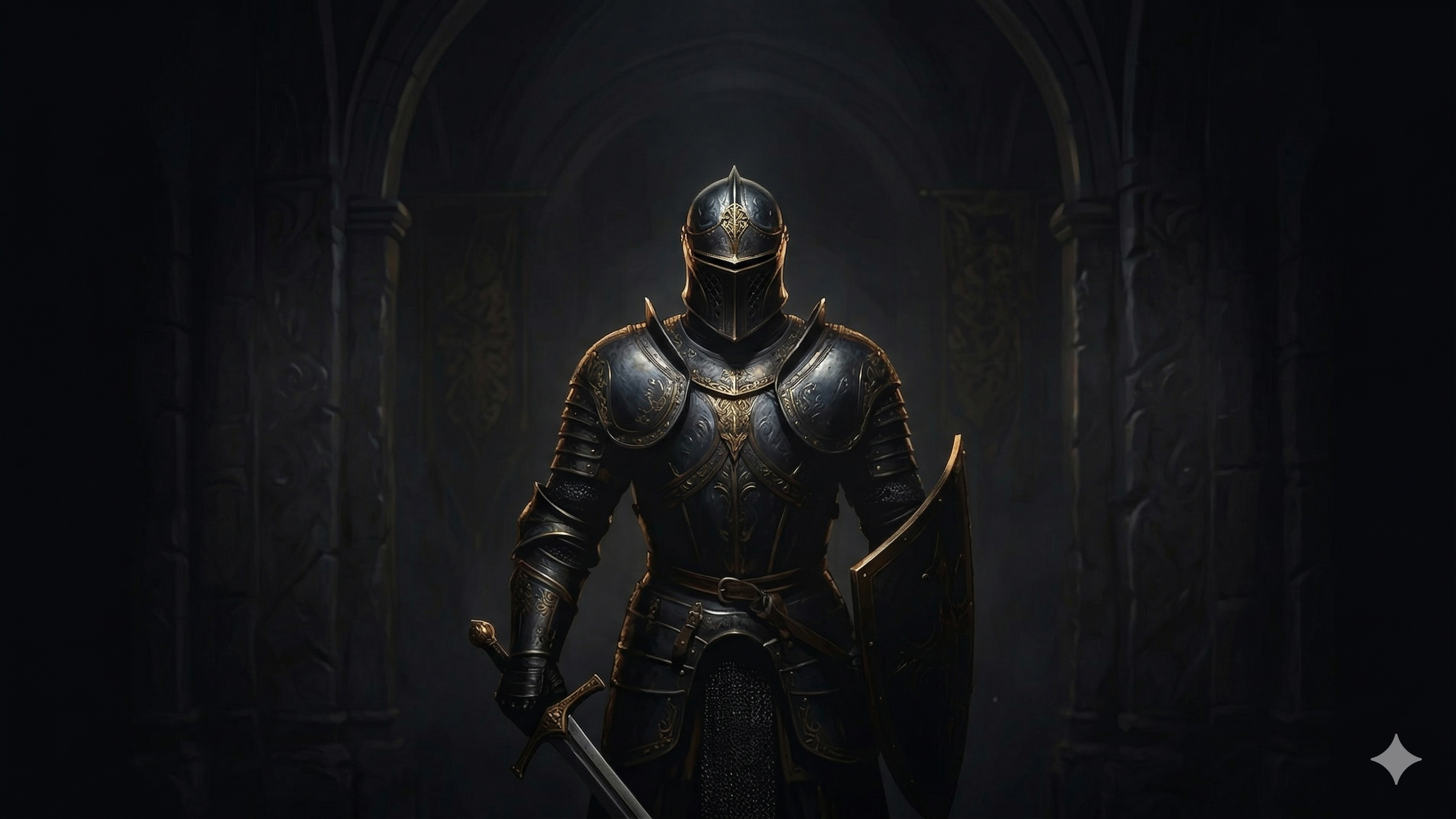 Главный экран сервиса Инфостраж с образом защитника